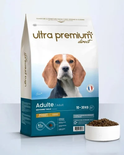 Ultra Premium  Chien adulte de taille moyenne 10 à 30kg Croquettes super premium – 12kg