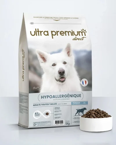 Ultra Premium  Chien adulte toutes tailles – hypoallergénique Croquettes care au poisson – 4kg | 12kg