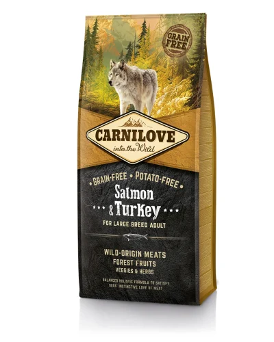 Croquettes Chiens de grande taille – Saumon & Dinde 12KG